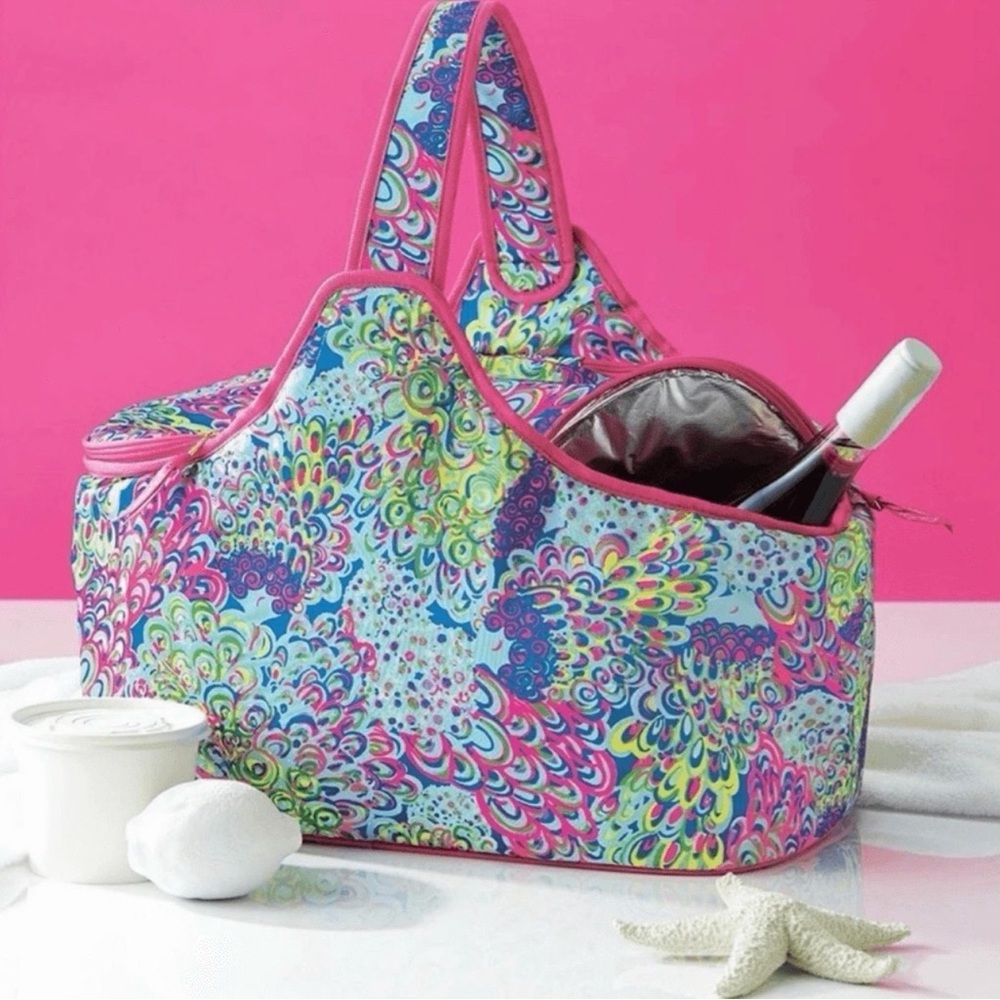 Lilly Pulitzer Insulated Cooler Bag Bright Multicolor Print Zip Top